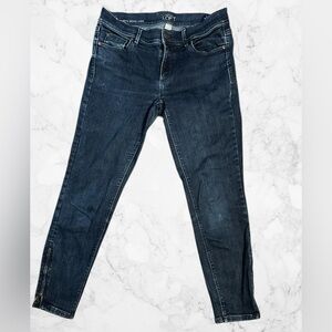 LOFT Modern Skinny Ankle Jeans Dark Wash Zip Hem Size 6